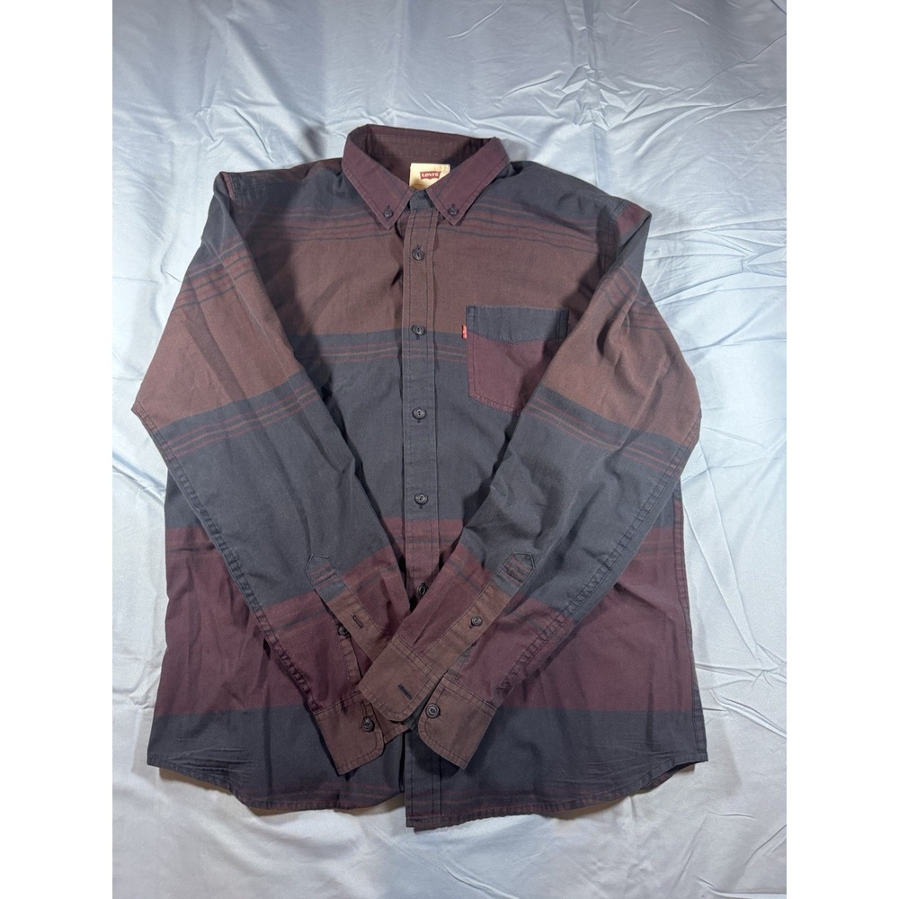 Levi's Men's Long Sleeve Blue & Maroon Plaid Button Up Size Medium